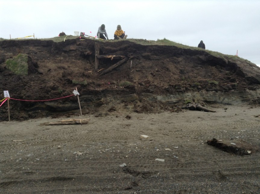 Early stages of cutting back the overhang