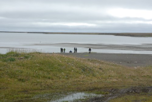 Wet screeners in action by the lagoon.