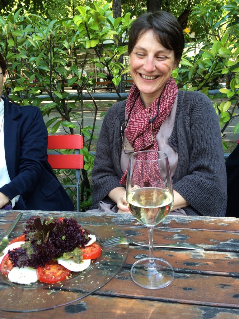 Claire Alix about to enjoy that salad.